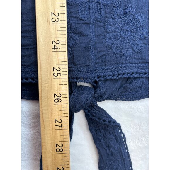 Lane Bryant Blouse Womens 18/20 Plus Blue Navy‎ Tie-Front Embroidered Lace - Picture 6 of 6